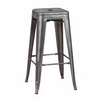 Tamborete industrial Bistro 76 cm | Aço brilhante empilhável