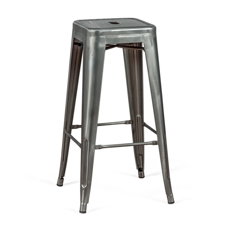 Sgabello Bistro industriale 76 cm | Acciaio brillante impilabile
