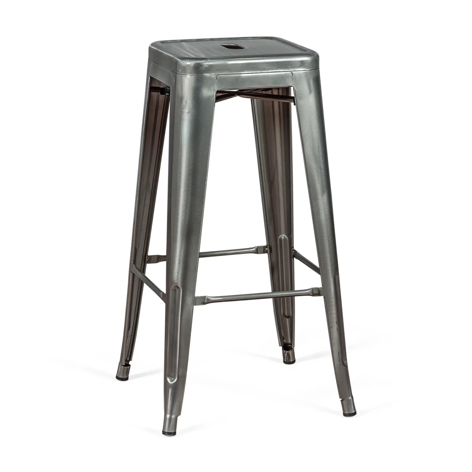 Barstoel industrieel Bistro 76 cm | blank staal stapelbaar