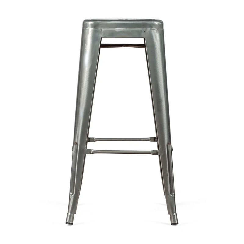 Taburete industrial Bistro 76 cm | Acero brillante apilable