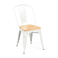 Stapelbarer Stuhl Bistro | Matter Stahl und Massivholz, industrieller Stil