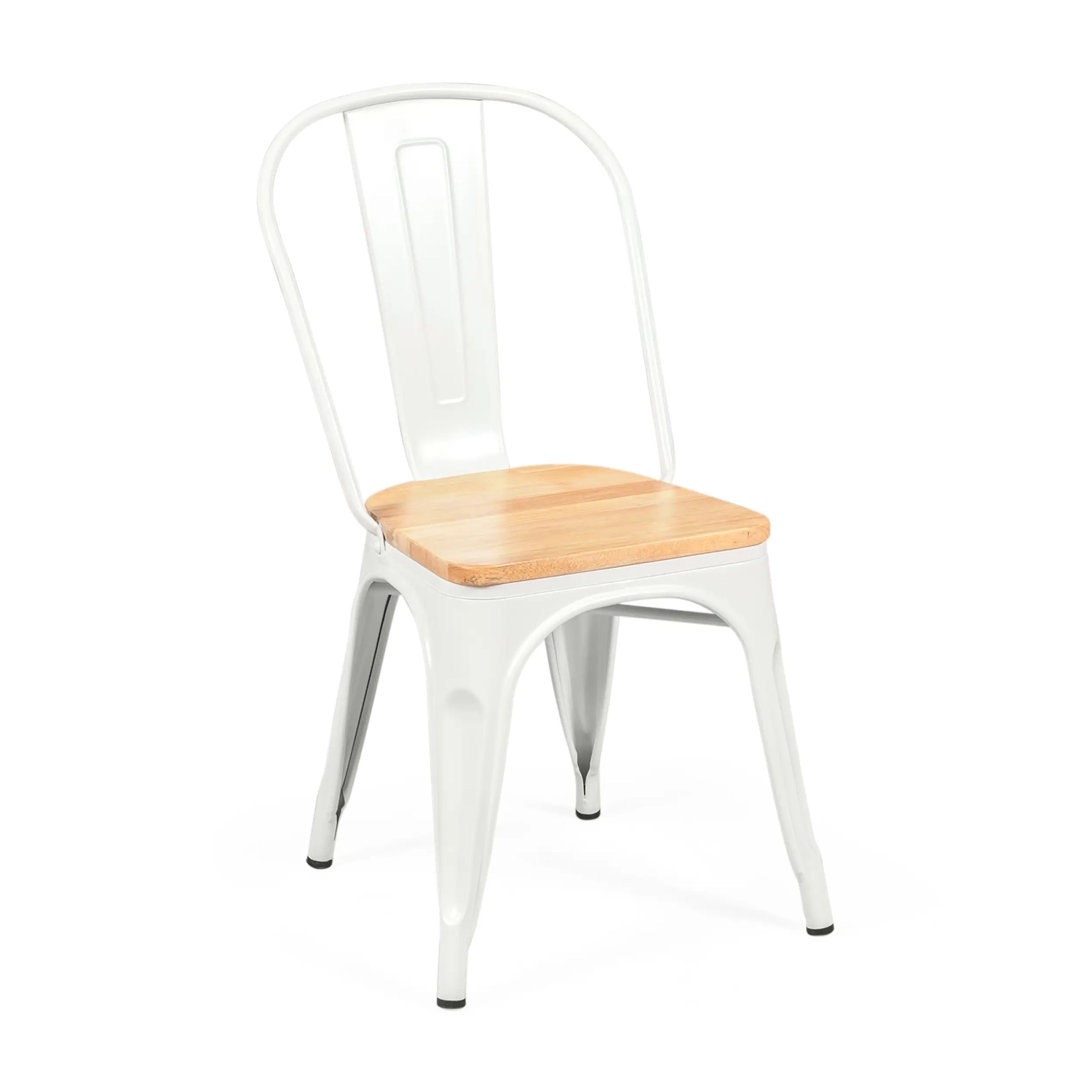 Silla Bistro apilable | Acero matte y madera maciza estilo industrial