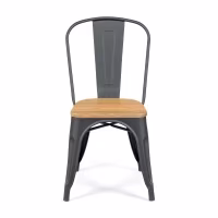 Chaise empilable Bistro | Acier mat et bois massif, style industriel