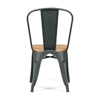 Chaise empilable Bistro | Acier mat et bois massif, style industriel