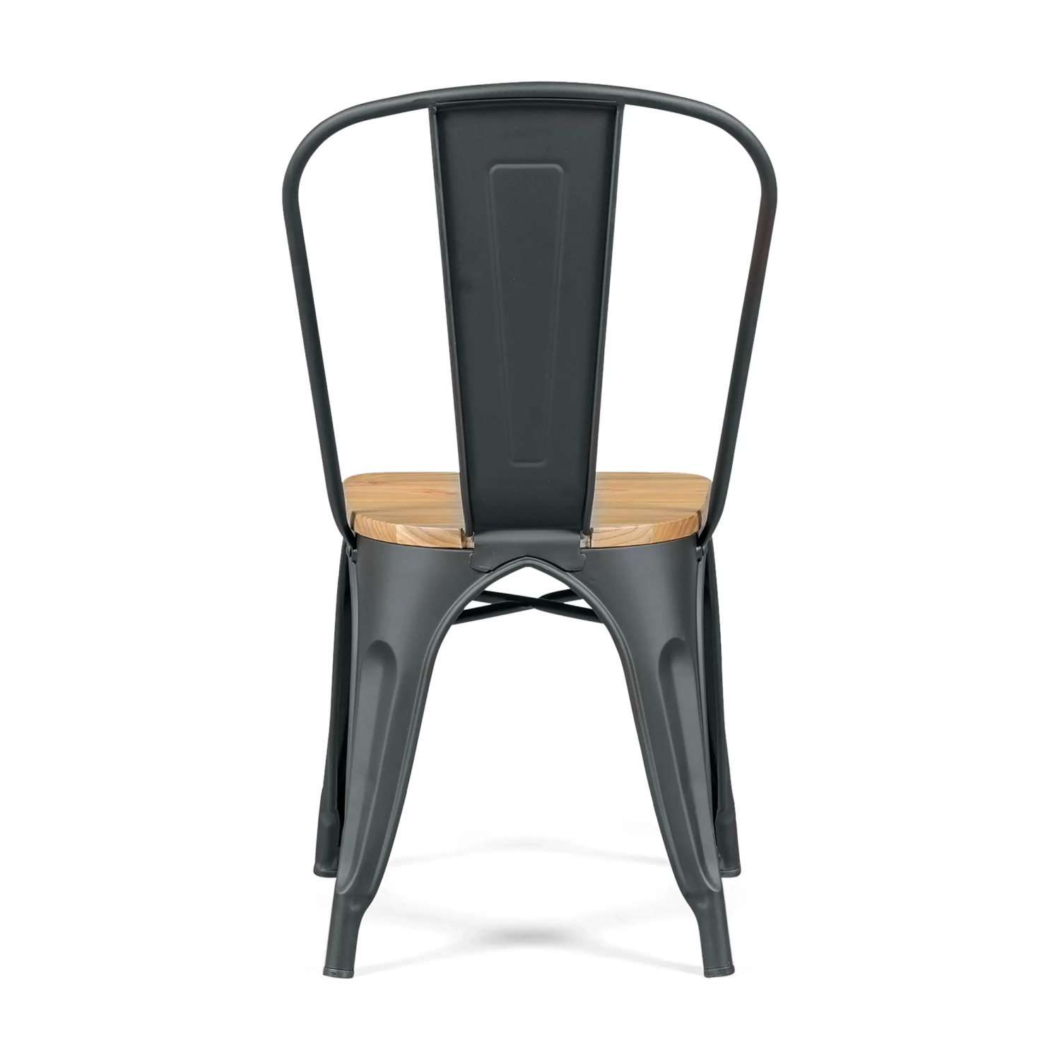 Sedia impilabile Bistro | Acciaio opaco e legno massiccio, stile industriale