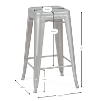 Tabouret industriel Bistro 66 cm | Acier empilable brillant ou mat