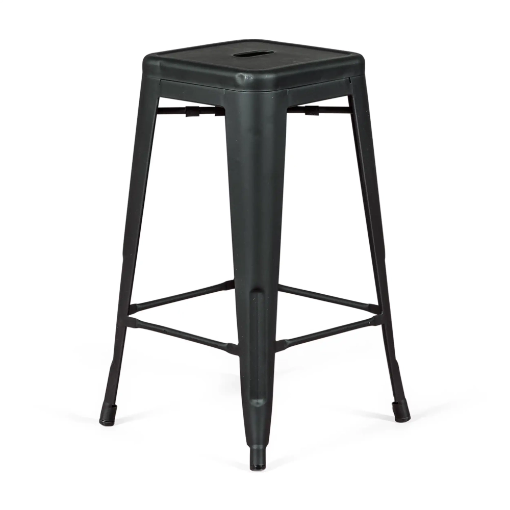 Tabouret industriel Bistro 66 cm | Acier empilable brillant ou mat