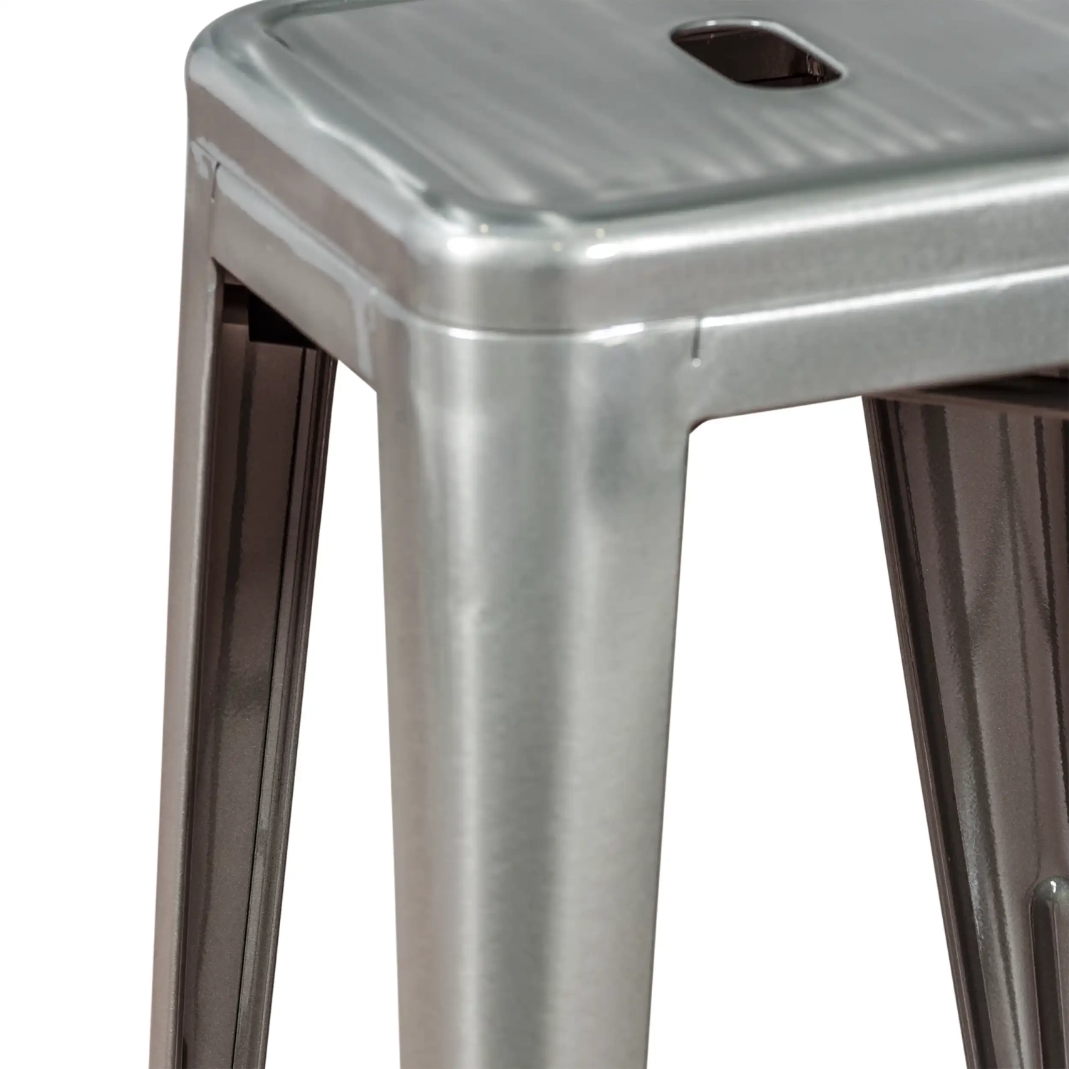 Tabouret industriel Bistro 66 cm | Acier empilable brillant ou mat