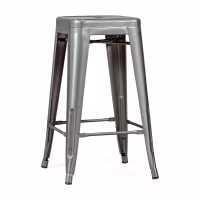 Tabouret industriel Bistro 66 cm | Acier empilable brillant ou mat