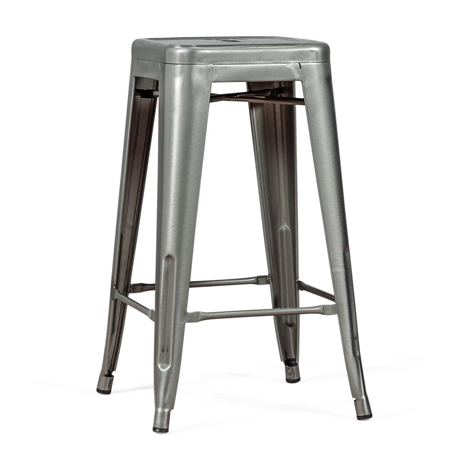 Tabouret industriel Bistro 66 cm | Acier empilable brillant ou mat