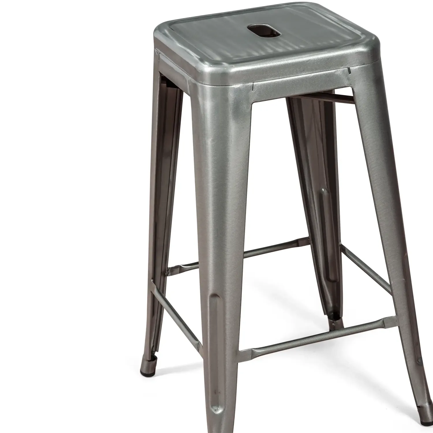 Tabouret industriel Bistro 66 cm | Acier empilable brillant ou mat