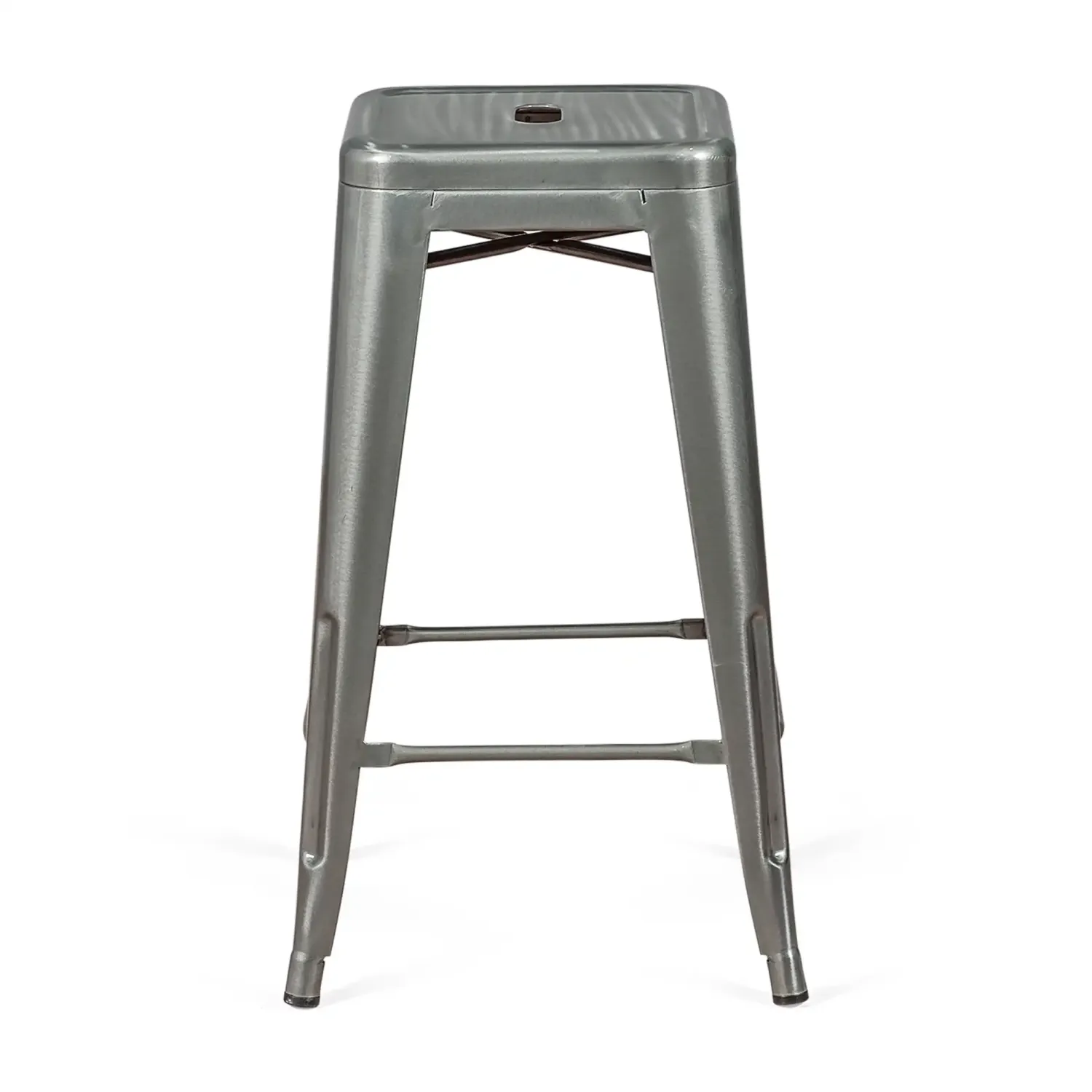 Tabouret industriel Bistro 66 cm | Acier empilable brillant ou mat