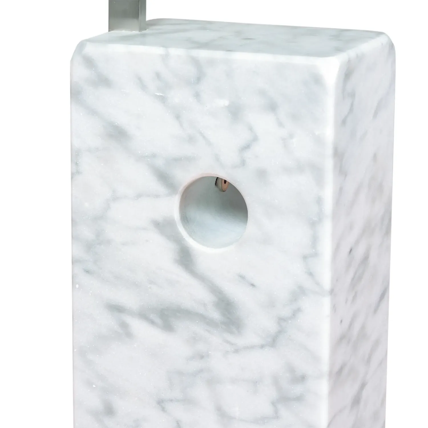 Lustre Manhattan en acier et marbre de Carrare | Luminaire design moderne