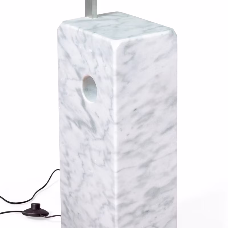 Lustre Manhattan en acier et marbre de Carrare | Luminaire design moderne