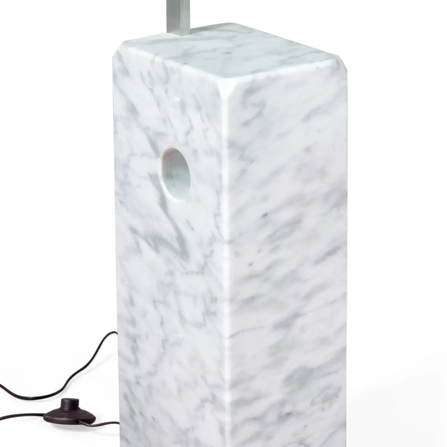 Lustre Manhattan en acier et marbre de Carrare | Luminaire design moderne