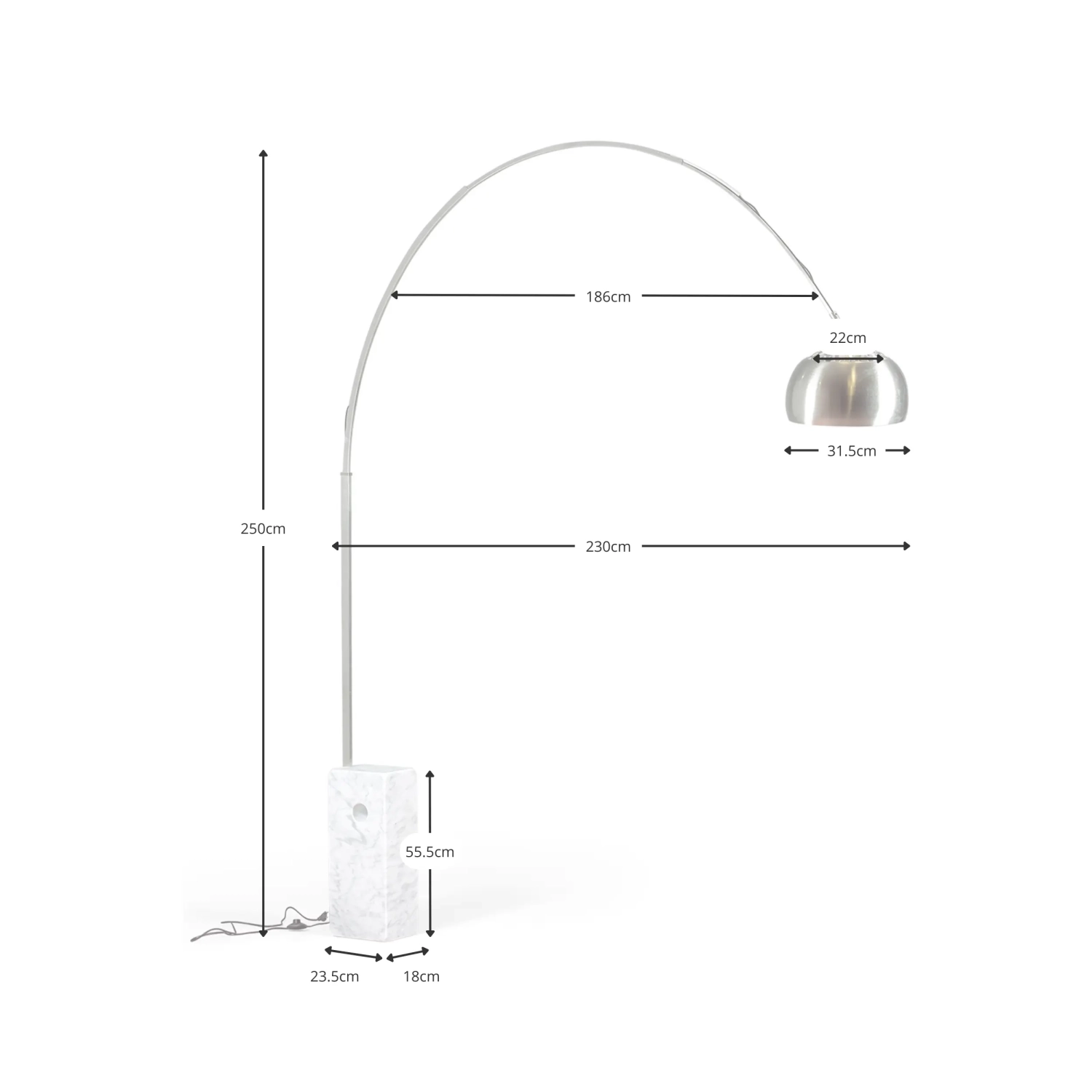 Manhattan chandelier in steel and Carrara marble | Modern design lighting