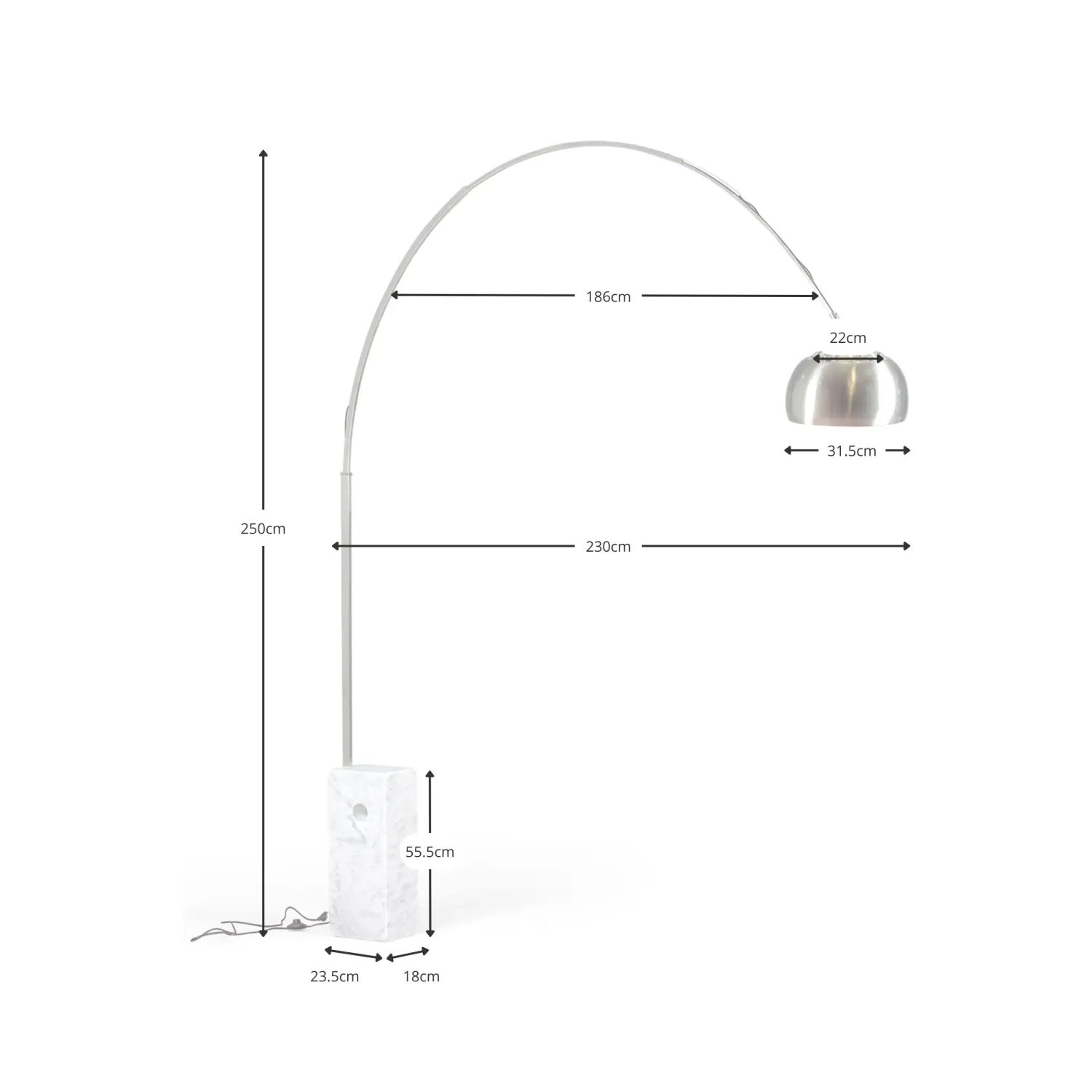 Lustre Manhattan en acier et marbre de Carrare | Luminaire design moderne