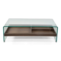 Mesa de centro Pot | Cristal templado con cajón de madera