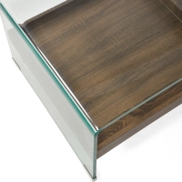 Mesa de centro Pot | Cristal templado con cajón de madera