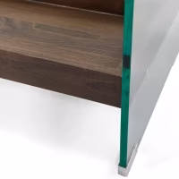 Table basse Pot : Verre trempé avec tiroir en bois