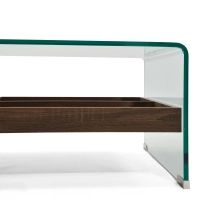 Mesa de centro Pot | Cristal templado con cajón de madera