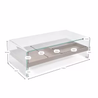 Table basse Pot : Verre trempé avec tiroir en bois