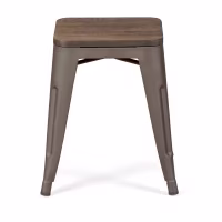 Tabouret Bas Avec Assise En Bois Bistro Antique