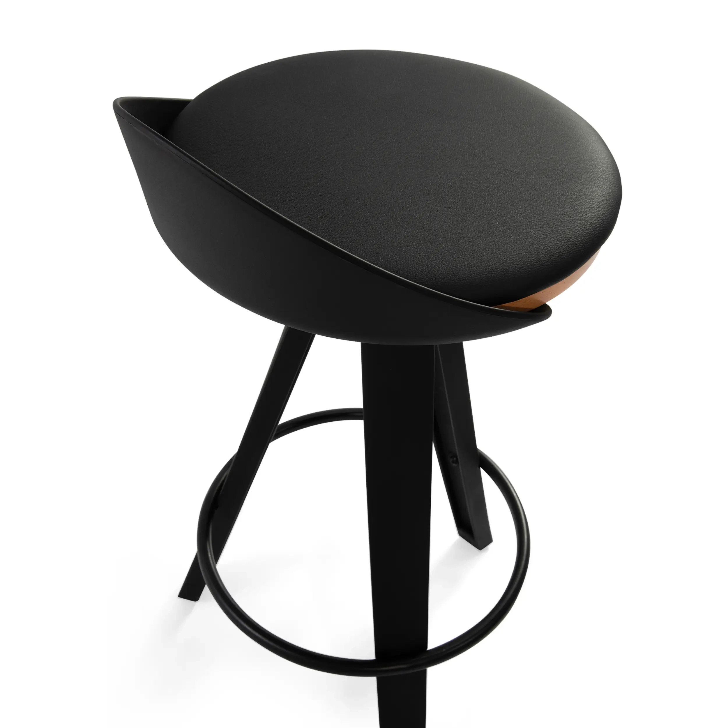 Tabouret Design déco avec siège en hêtre et similicuir