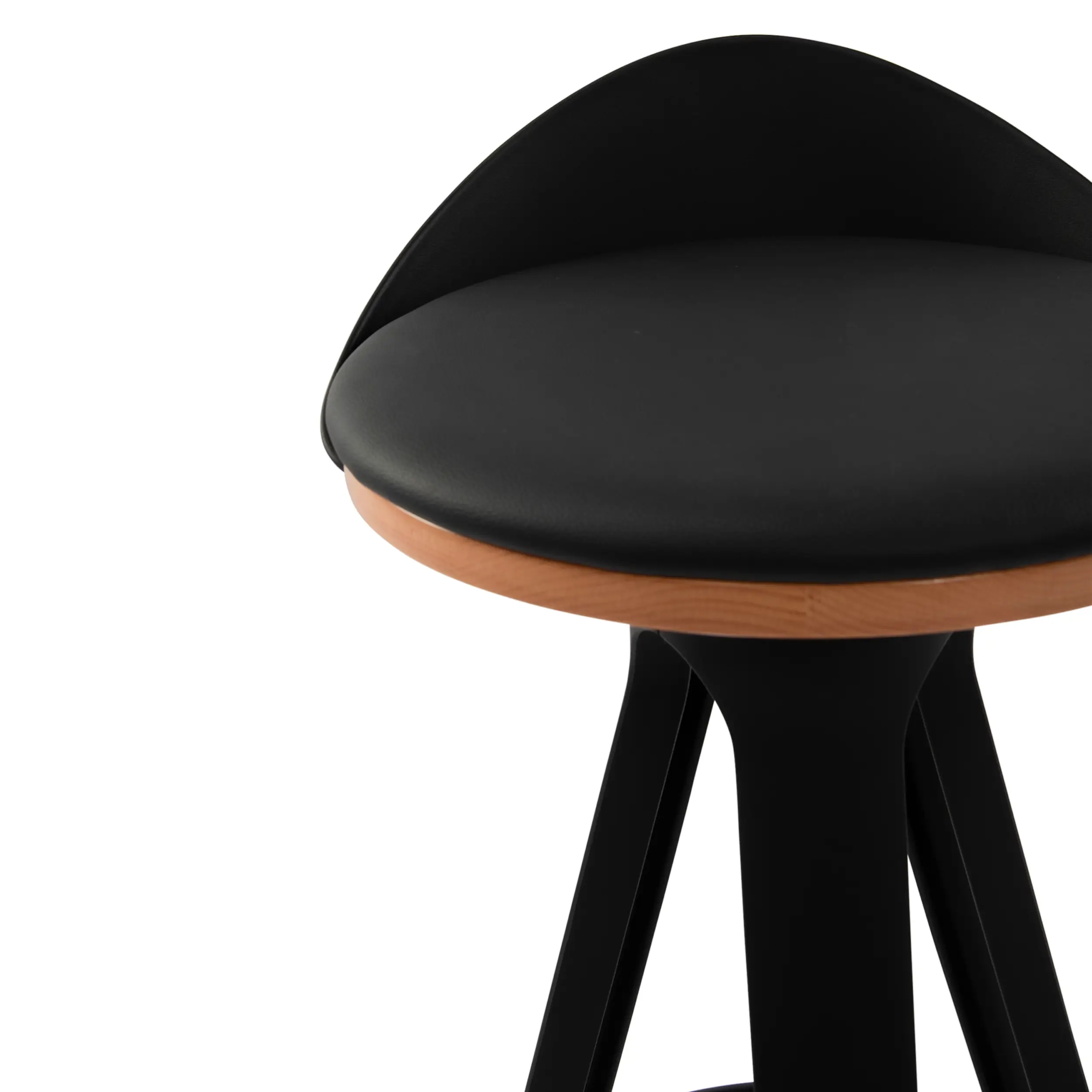 Tabouret Design déco avec siège en hêtre et similicuir