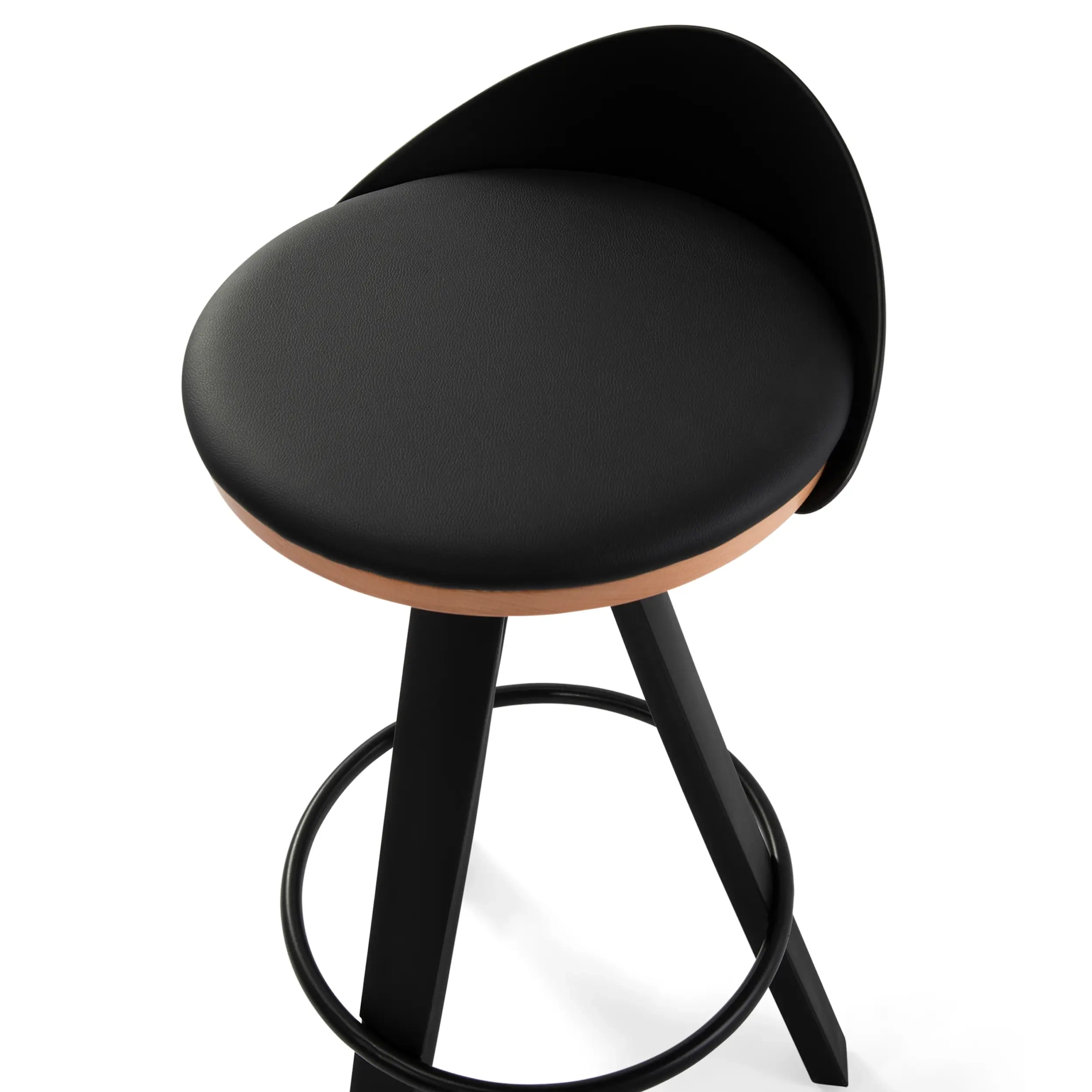 Tabouret Design déco avec siège en hêtre et similicuir