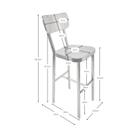 Taburete alto en acero inoxidable cromado - Delawere