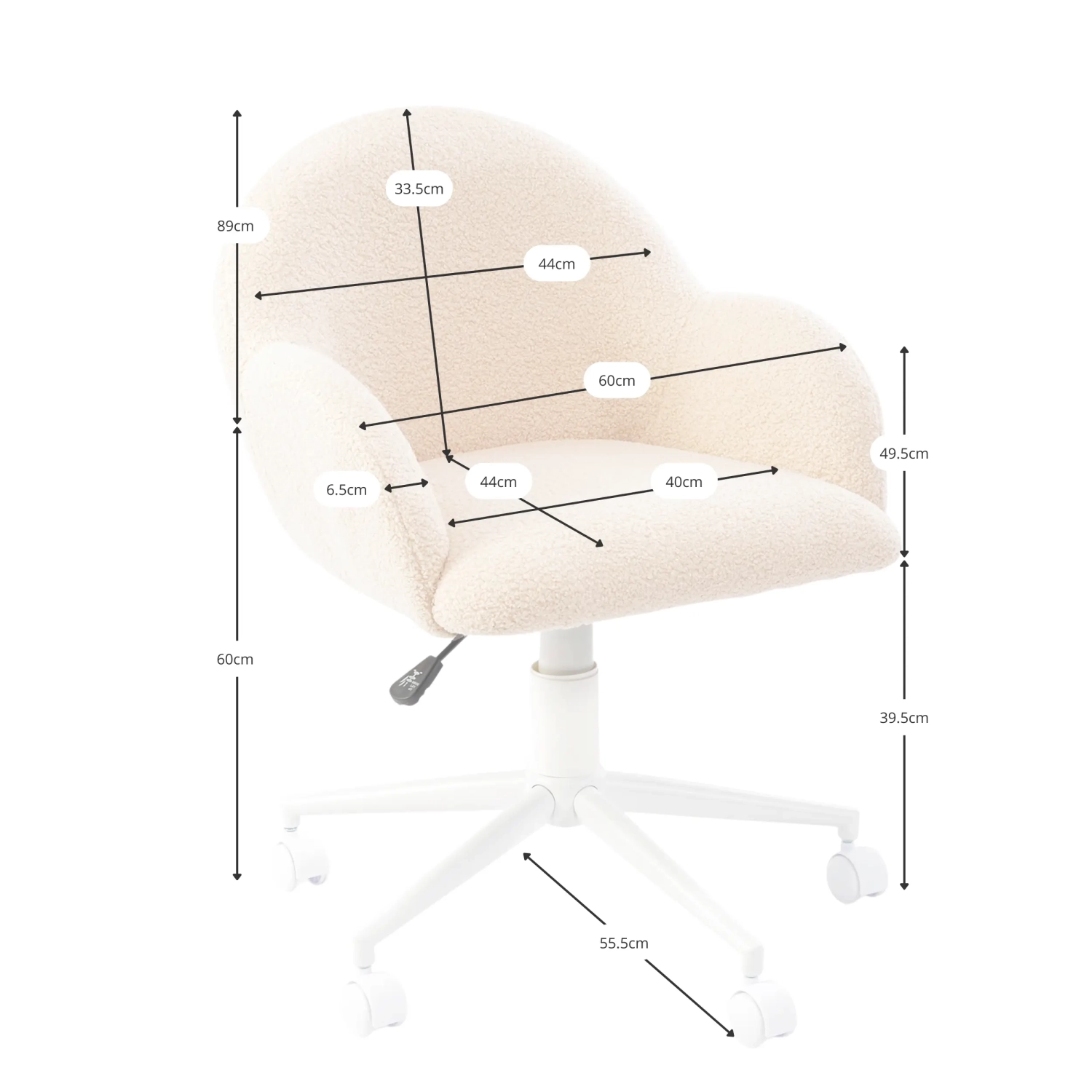 Height-adjustable bouclé office chair - Notorius