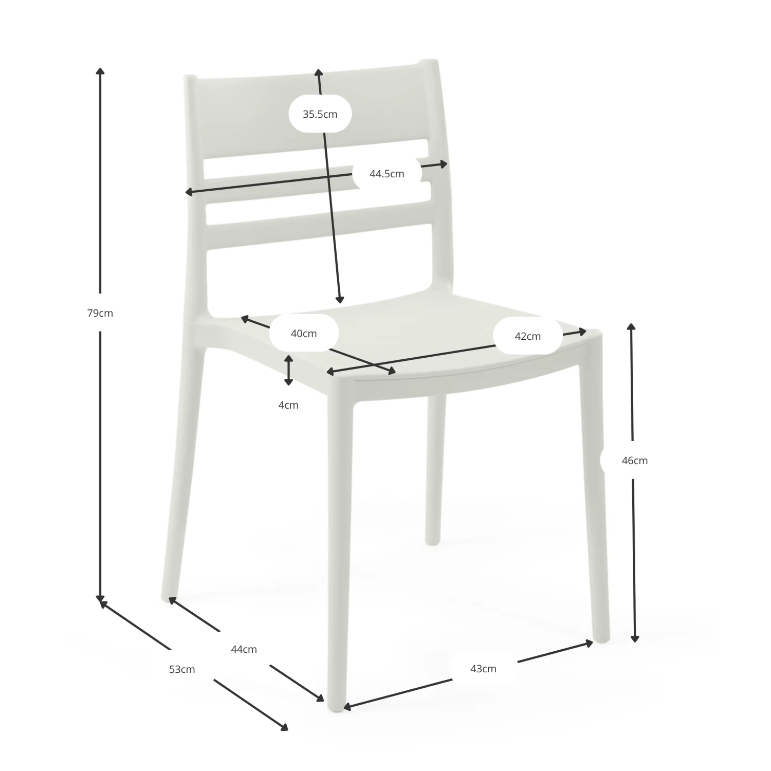 Cadeira empilhável em polipropileno adequada para utilização no exterior - Creta