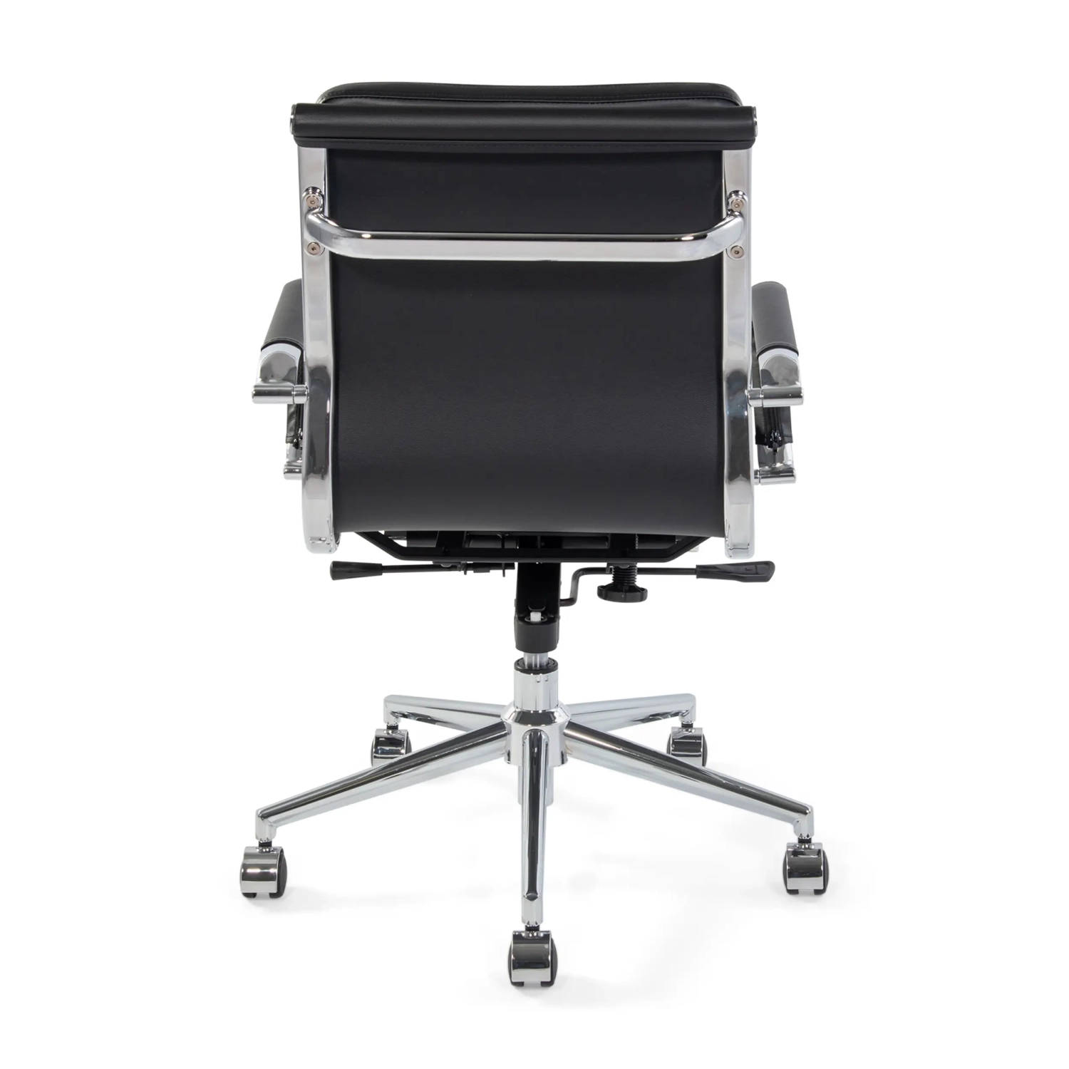 Task Chaise de bureau en cuir italien - pivotante, avec vérin à gaz et châssis chromé