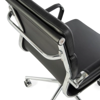 Task Chaise de bureau en cuir italien - pivotante, avec vérin à gaz et châssis chromé