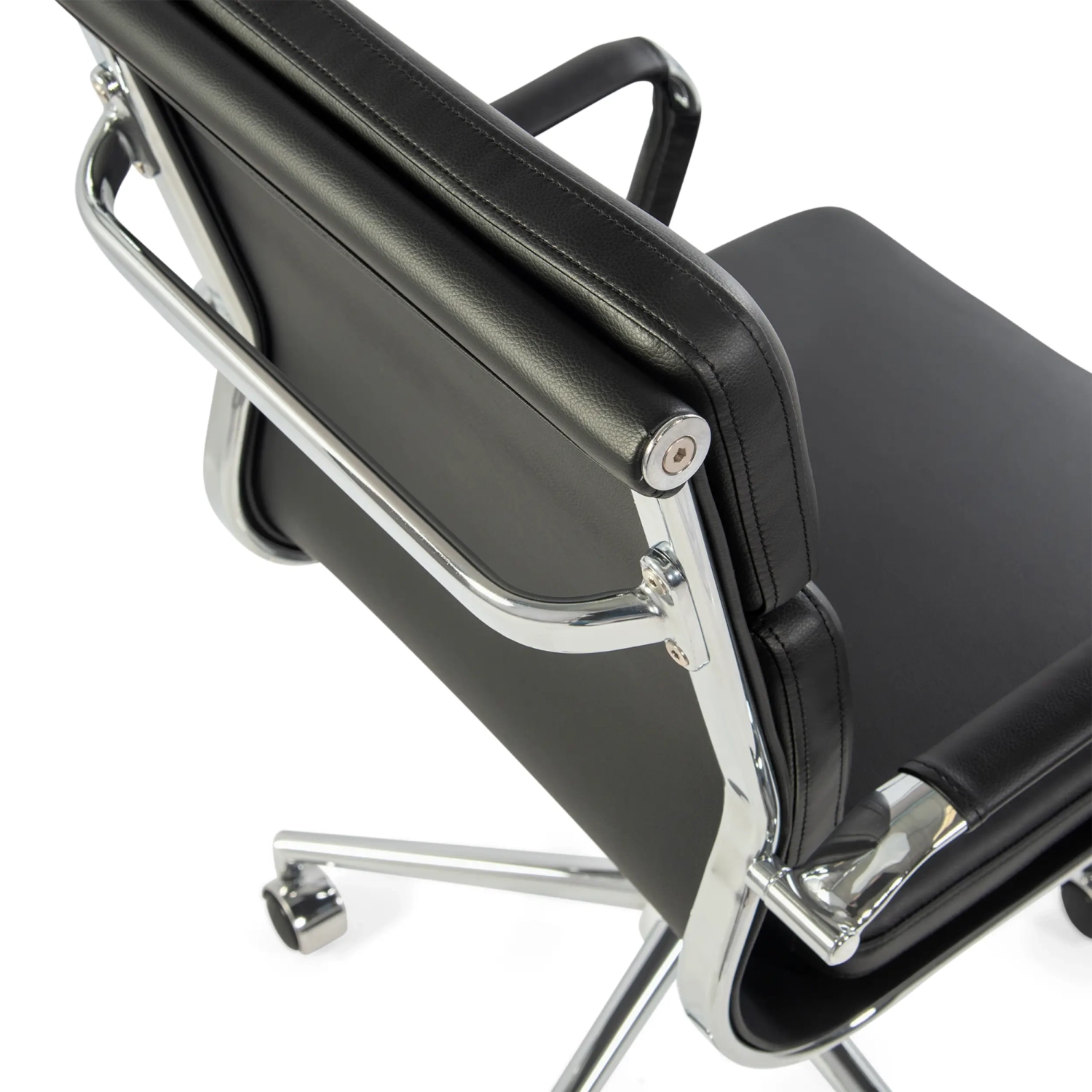 Task Chaise de bureau en cuir italien - pivotante, avec vérin à gaz et châssis chromé