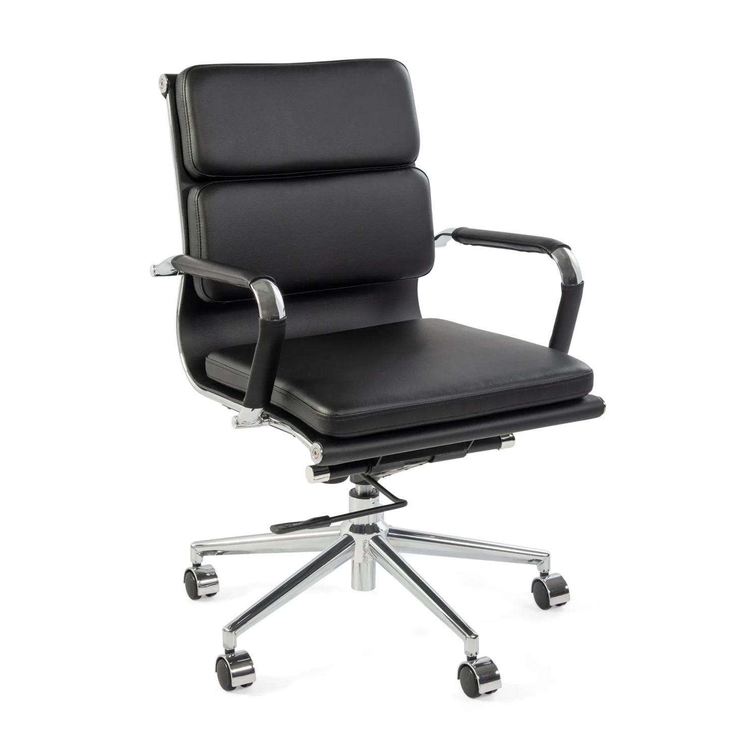 Task Chaise de bureau en cuir italien - pivotante, avec vérin à gaz et châssis chromé