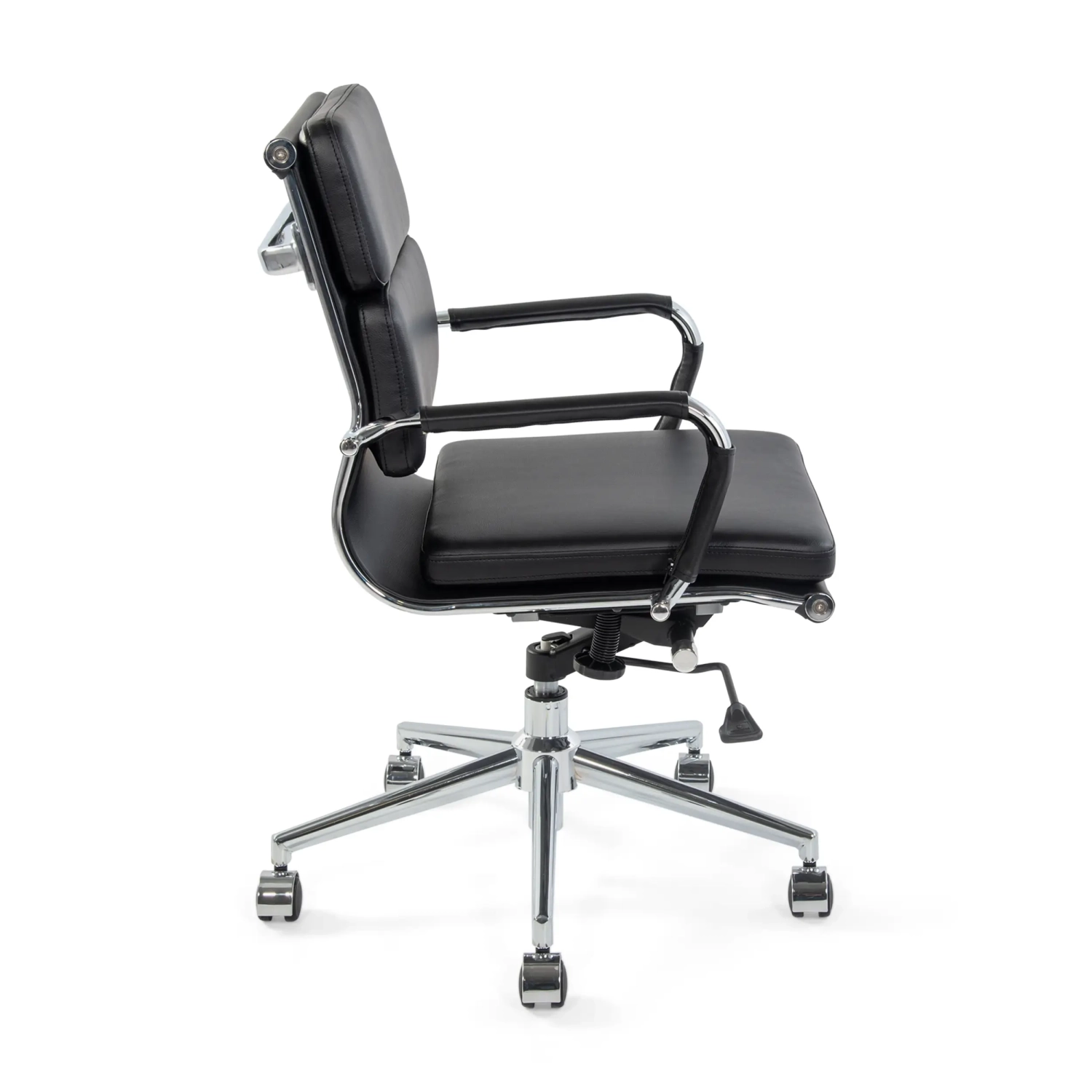 Task Chaise de bureau en cuir italien - pivotante, avec vérin à gaz et châssis chromé