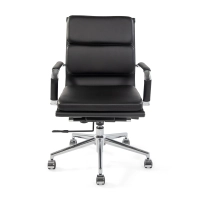 Task Chaise de bureau en cuir italien - pivotante, avec vérin à gaz et châssis chromé
