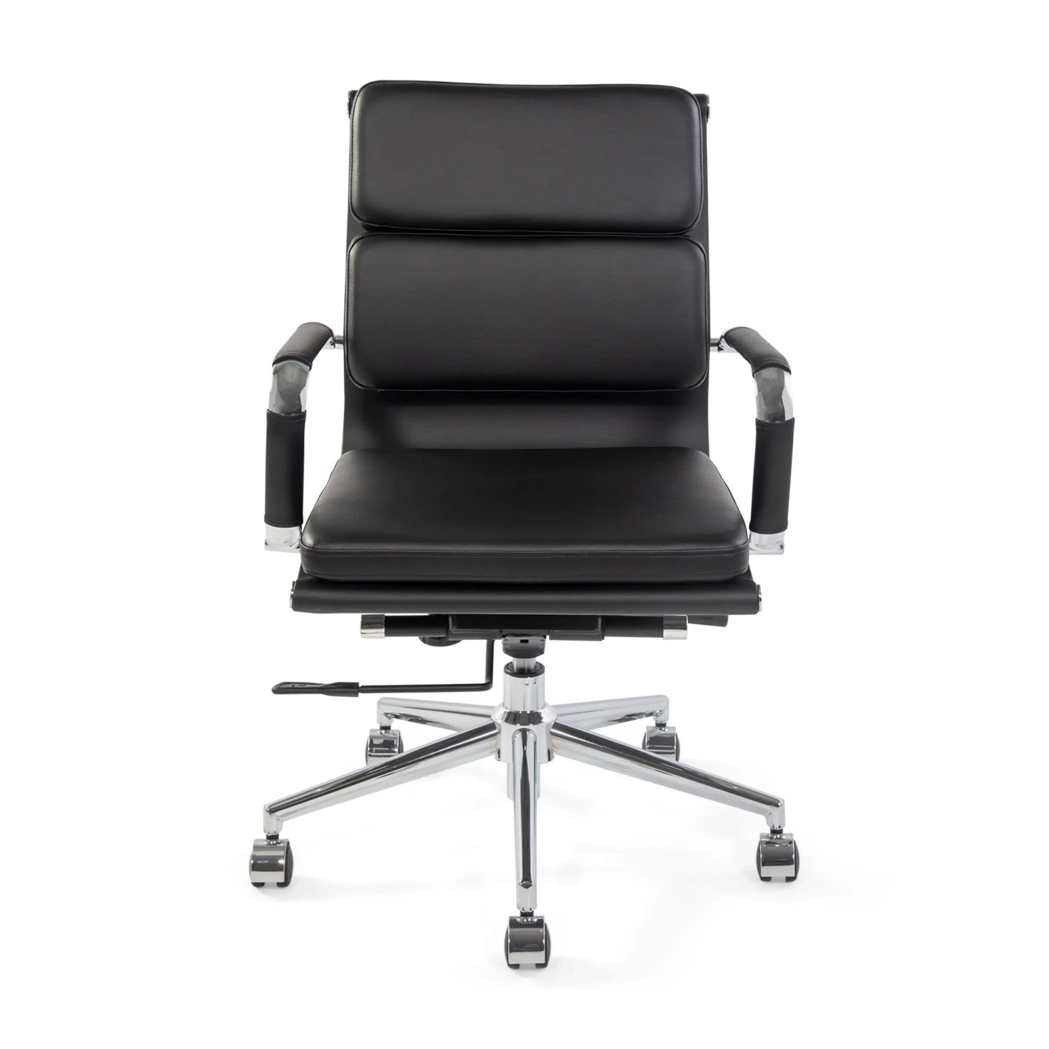 Task Chaise de bureau en cuir italien - pivotante, avec vérin à gaz et châssis chromé