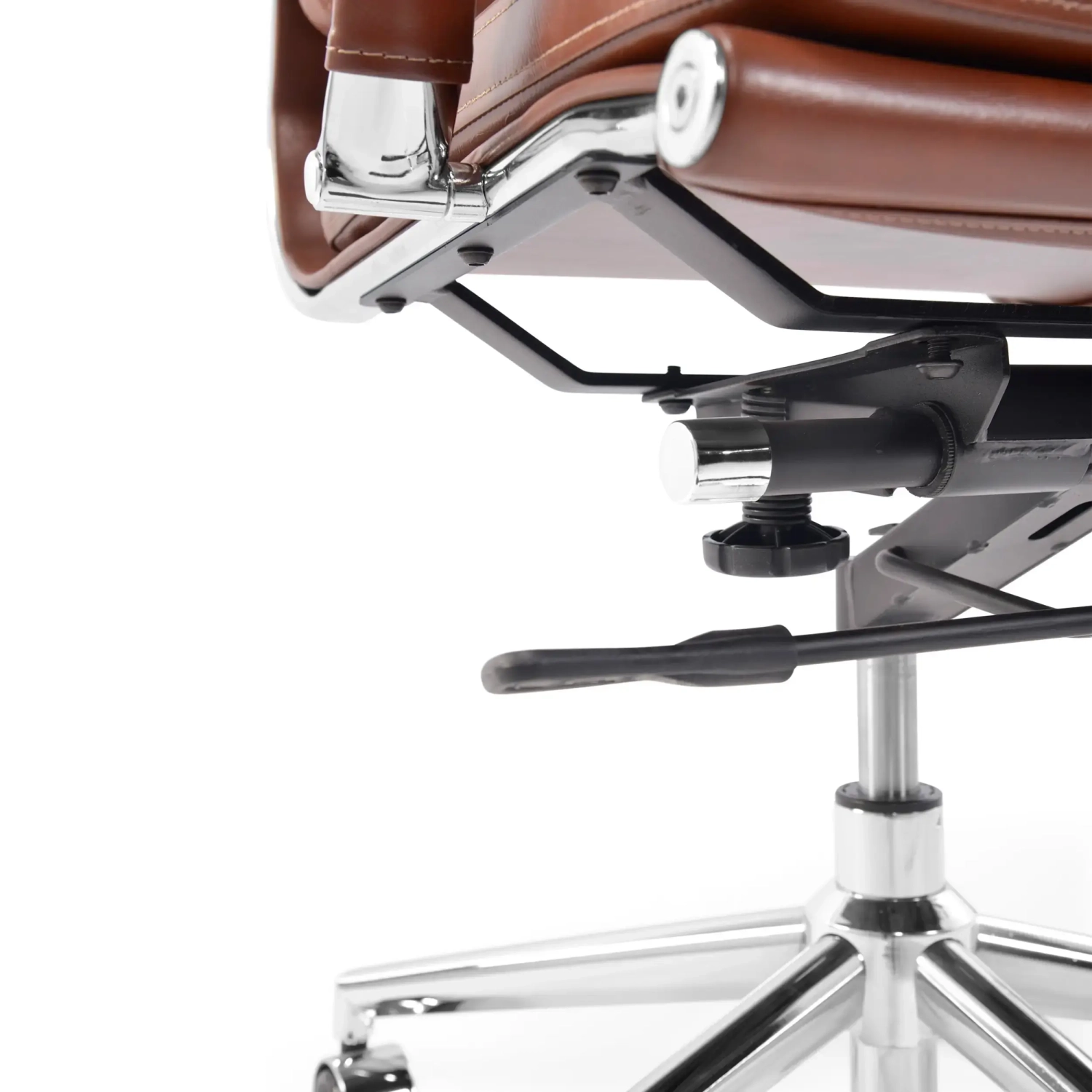 Task Chaise de bureau en cuir italien - pivotante, avec vérin à gaz et châssis chromé