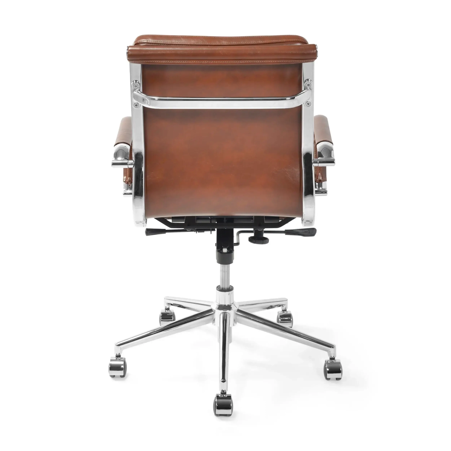 Task Chaise de bureau en cuir italien - pivotante, avec vérin à gaz et châssis chromé