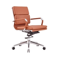 Task Chaise de bureau en cuir italien - pivotante, avec vérin à gaz et châssis chromé