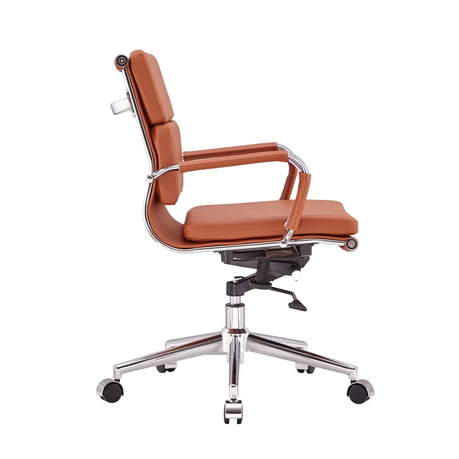 Task Chaise de bureau en cuir italien - pivotante, avec vérin à gaz et châssis chromé