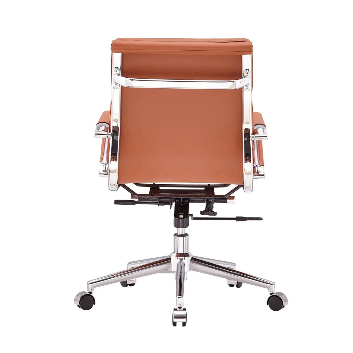 Task Chaise de bureau en cuir italien - pivotante, avec vérin à gaz et châssis chromé