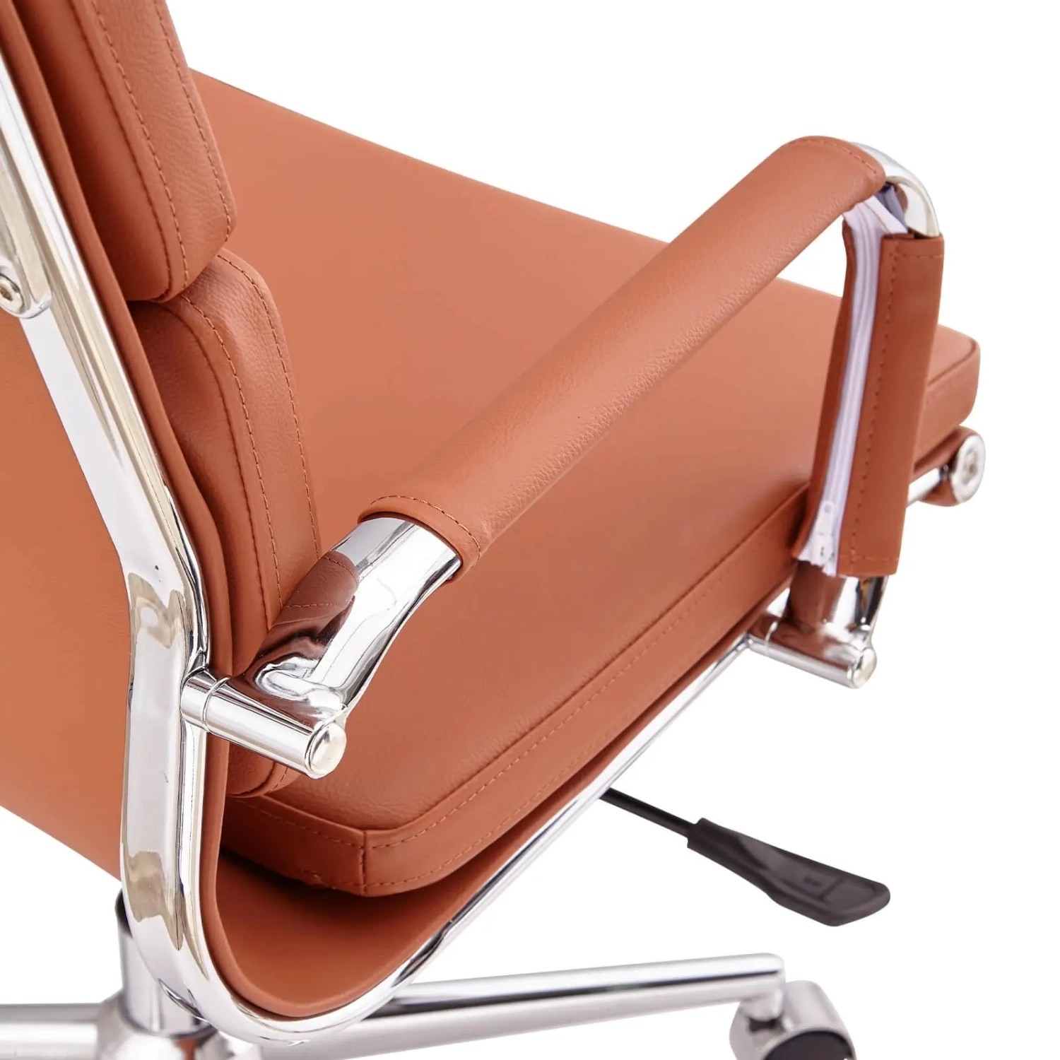 Task Chaise de bureau en cuir italien - pivotante, avec vérin à gaz et châssis chromé