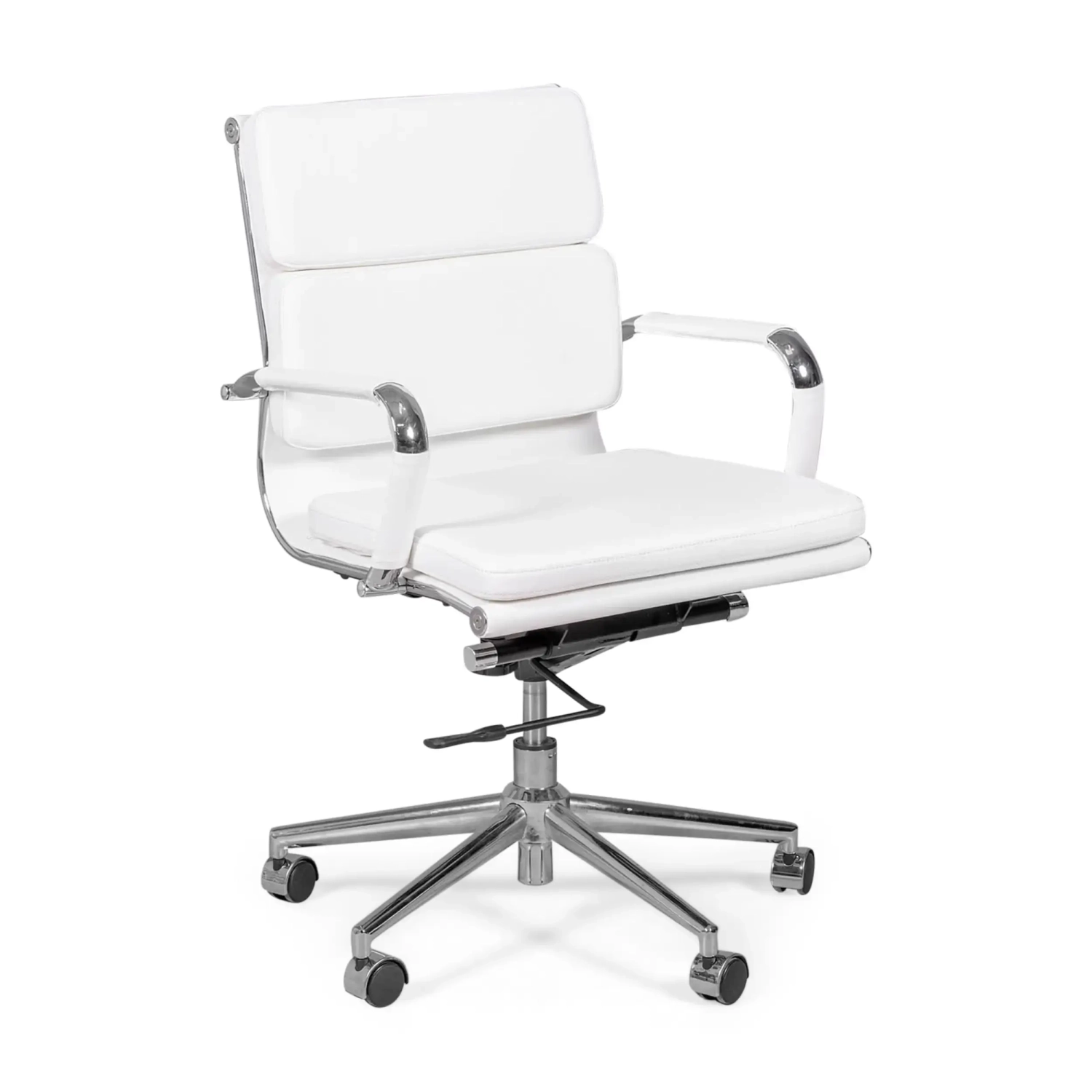 Task Chaise de bureau en cuir italien - pivotante, avec vérin à gaz et châssis chromé