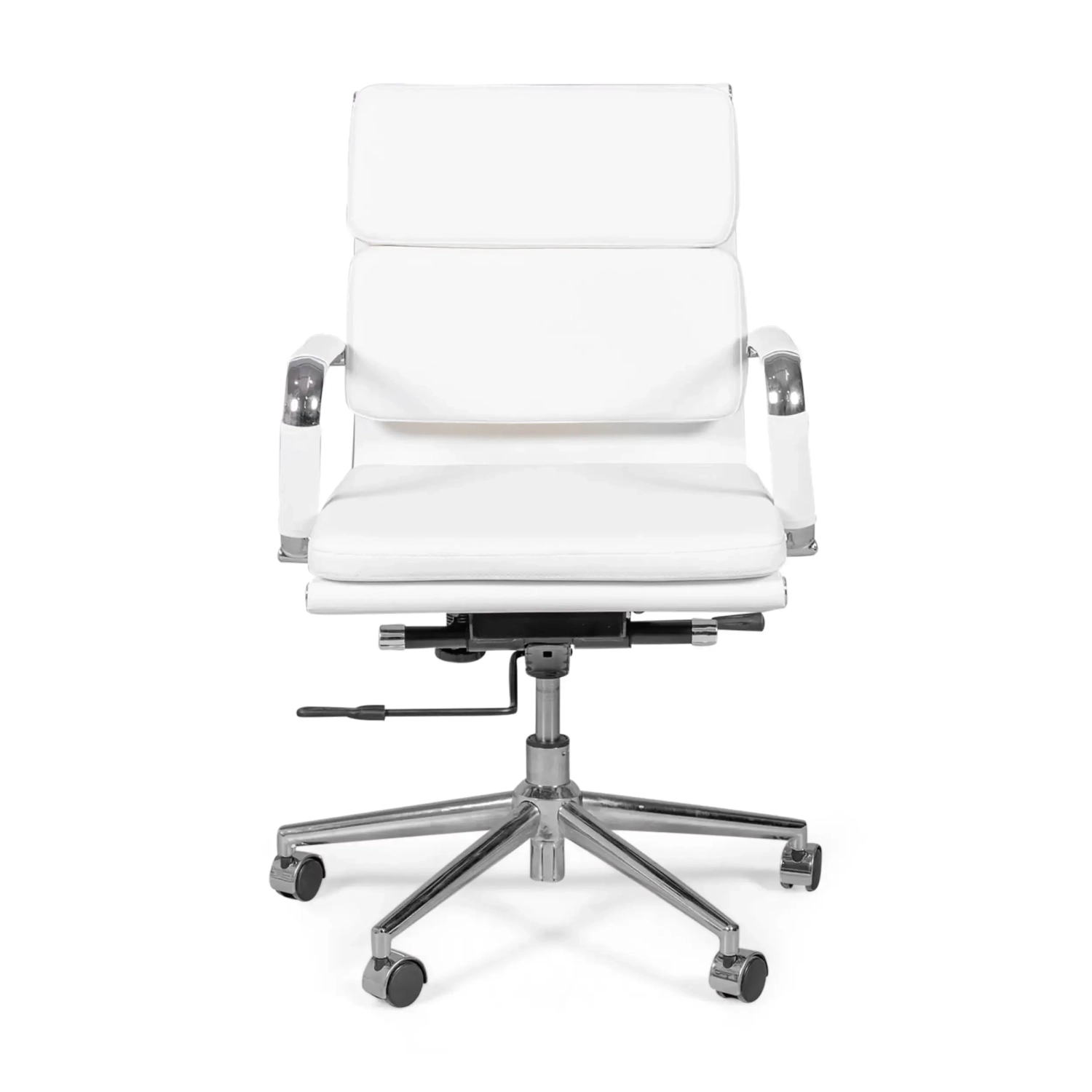 Task Chaise de bureau en cuir italien - pivotante, avec vérin à gaz et châssis chromé