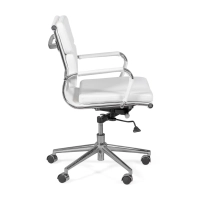 Task Chaise de bureau en cuir italien - pivotante, avec vérin à gaz et châssis chromé