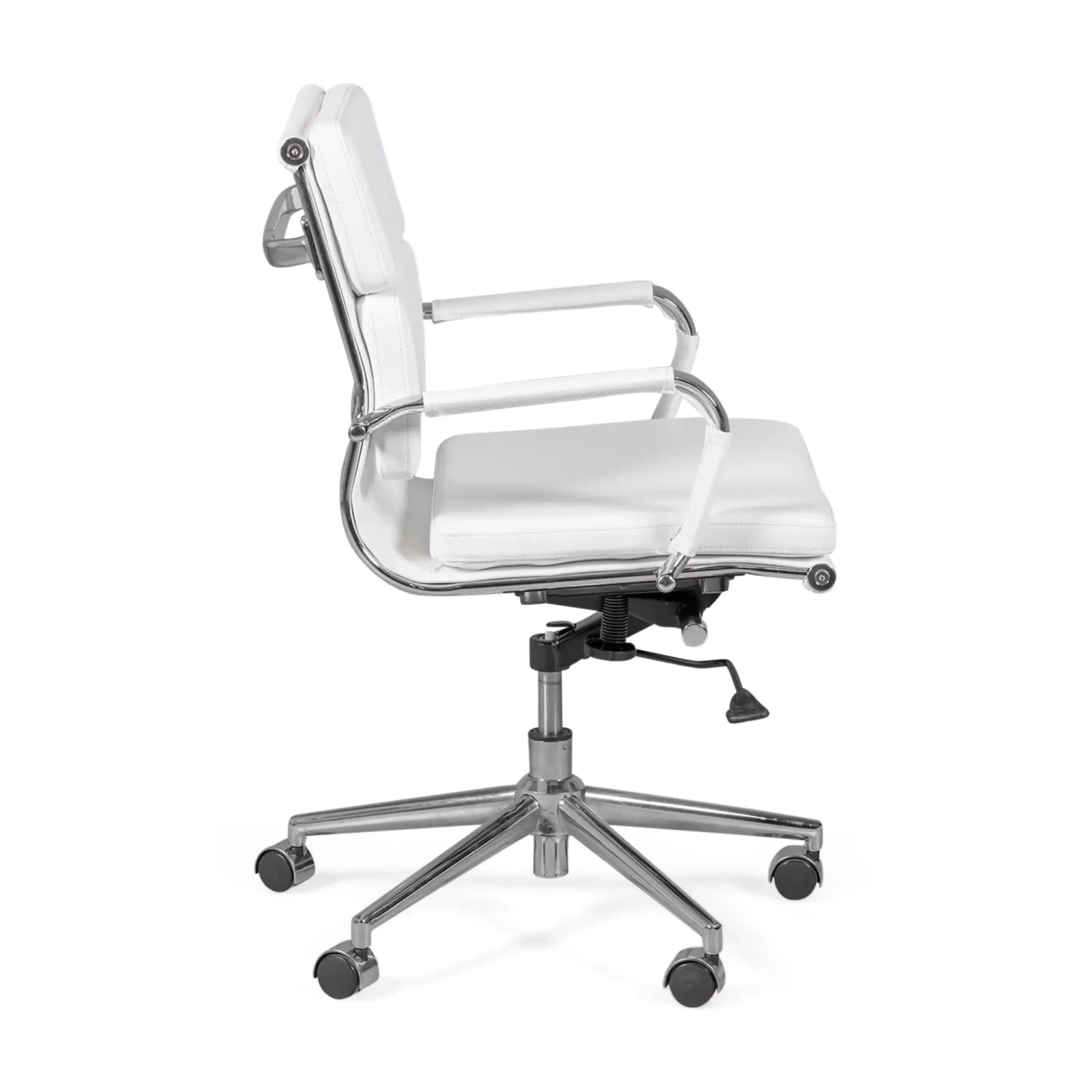 Task Chaise de bureau en cuir italien - pivotante, avec vérin à gaz et châssis chromé